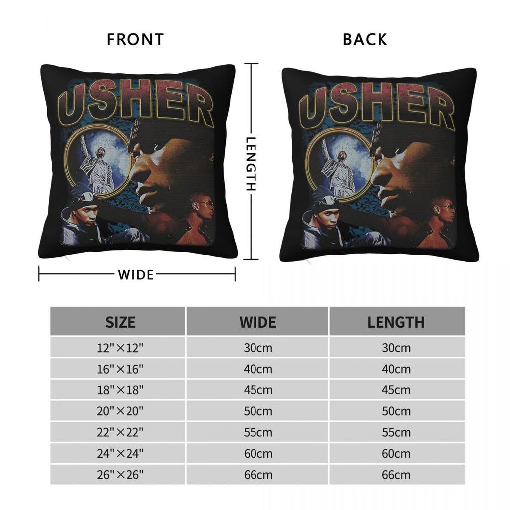 Usher Raymond 90S Vintage Pillowcase Polyester Linen Velvet Printed Zip Decorative Throw Pillow Case Room Cushion Cover
