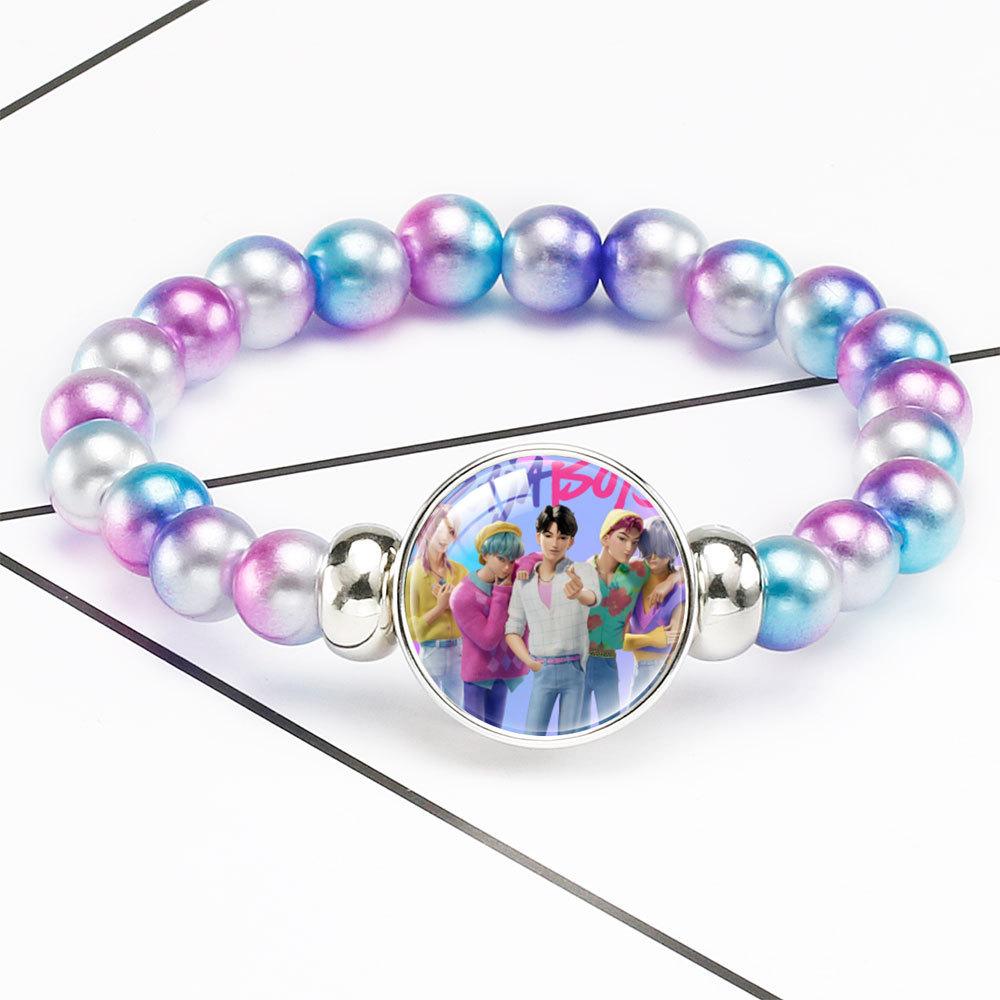 Браслет из бусин с плавным переходом цвета Rumi Zoey Mira Браслет с инкрустированным кристаллом Скрытая застежка Съемное эластичное украшение