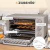 Мини-печь, тостер-печь объемом 21 л с 1 решеткой и 1 противнем, 3 режима приготовления, 100-230 градусов C, Нержавеющая сталь, Стекло, Серебристый