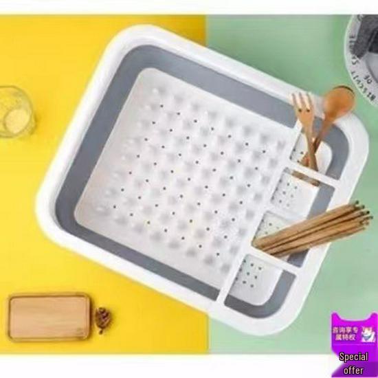 Foldable Dish Rack with Sink Shelf for Bowls, Dishes, and Chopsticks - Compact Storage and Drain Basket.