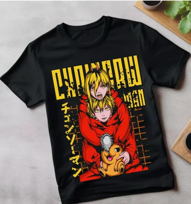 Anime Nayuta Chainsaw Unisex Denji Makima Denji Black T Shirt Size S 4XL