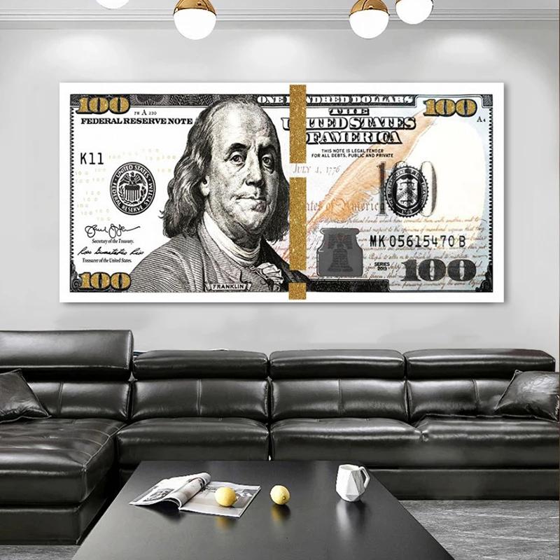 Аннотация доллар поп-арт плакат и принты картина маслом холст настенная картина для гостиной украшения дома Куадрос