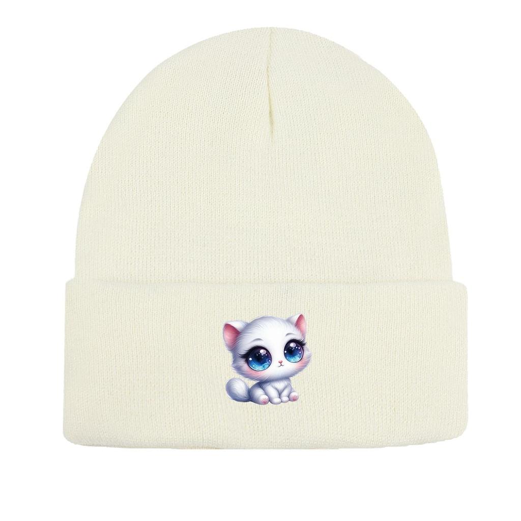 Зимняя вязаная шапка с широко раскрытыми глазами, шапка-бини, шапки-бини в стиле «звериный череп», теплая уютная вязаная шапка в стиле хип-хоп