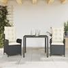 3 Piece Outdoor Dining Set with Cushions Black Poly Rattan