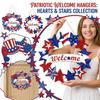 4th Of Welcome Door Sign, Patriotic Red Blue Wooden Hanging Decor