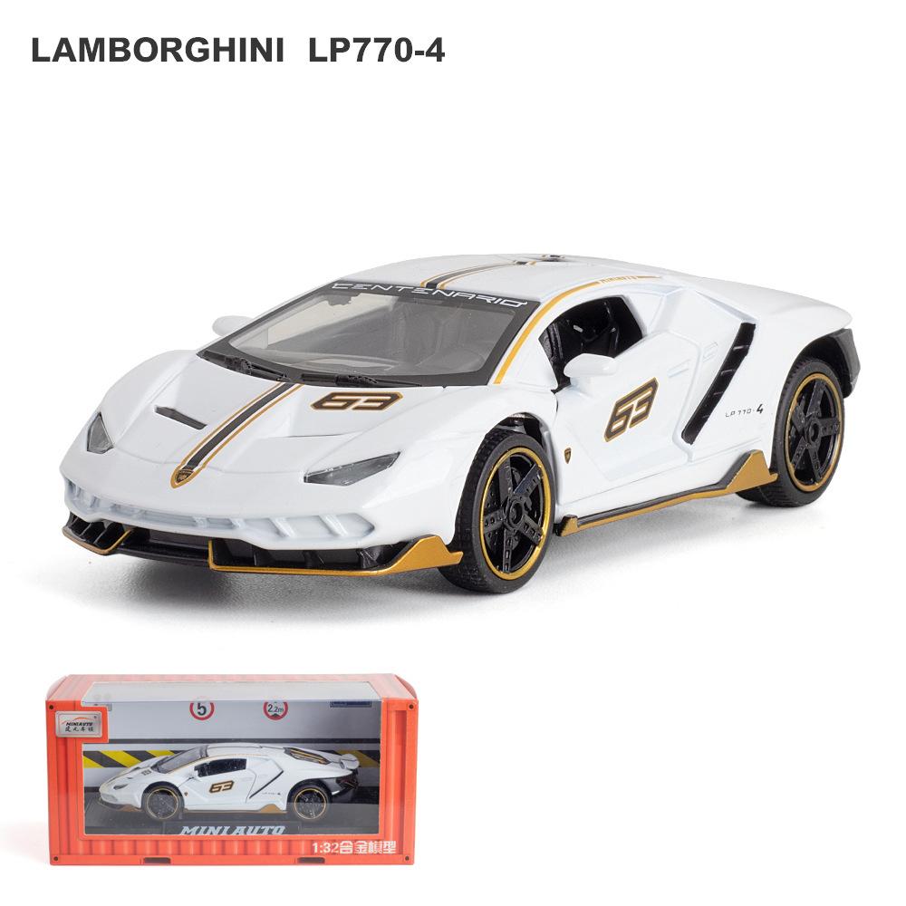 Масштаб 1/32 Lambo LP770-4, литая под давлением модель автомобиля, игрушечный автомобиль из сплава с откидным механизмом, звуком и светом, 3 открытые двери, подарок для детей, малышей, мальчиков и девочек