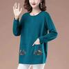 Spring Autumn Women's Long-sleeved T-shirt Loose Mother Embroidered Long-sleeved Top Women