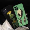 Смешной Космический НЛО Инопланетянин Черный Матовый Чехол Для телефона iphone 17 Air 16 15 14 13 12 11 Pro Max Plus Задняя крышка ТПУ Мягкий чехол