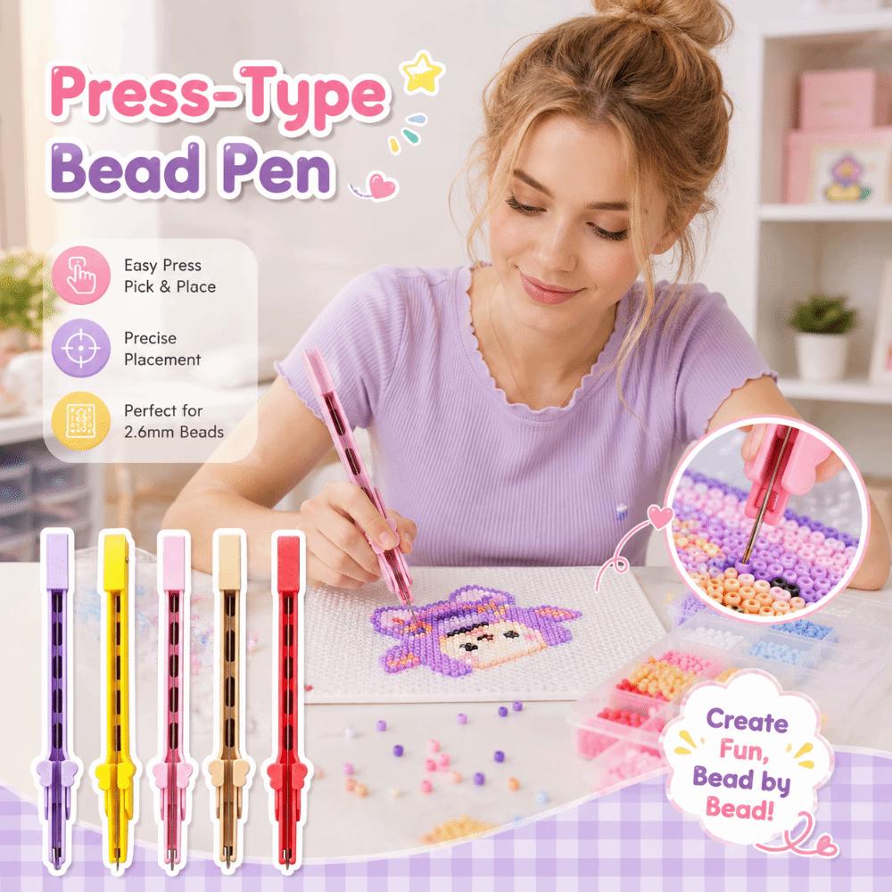 Efficient Storable Bead Pen Handheld Automatic Fuse Bead Pen Press-Type Bead Pen Kids Toys
