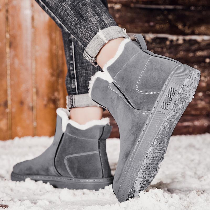 Snow Boots Men's Thick Velvet Outdoor Winter Fashion Warm and Comfortable Short Boots Cotton Shoes Men's Cotton Shoes