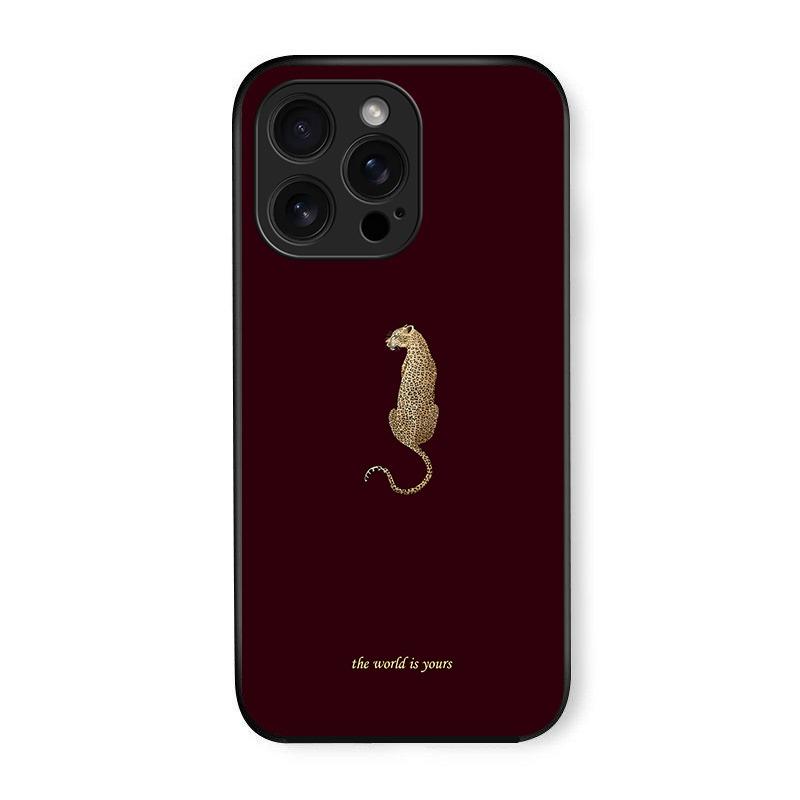 Черный чехол для телефона из закаленного стекла с леопардовым принтом для iPhone 17 16 15 14 13 12 11 Pro Max 17 Air 7 8 Plus XR XS X Ударопрочная крышка