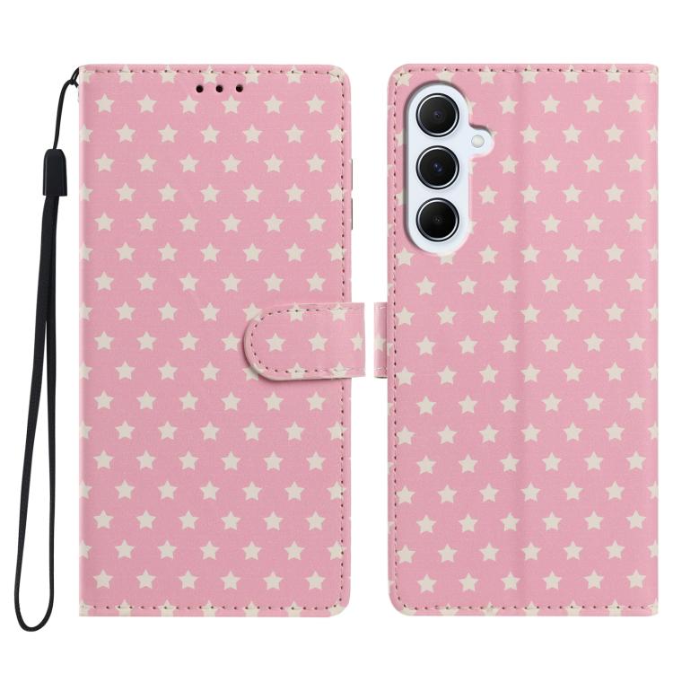 Star Pattern Magnetic Buckle Vegan Leather Phone Case For Galaxy A06 4G, Card Slot Kickstand Wrist Strap Anti-Scratch Protective Cover