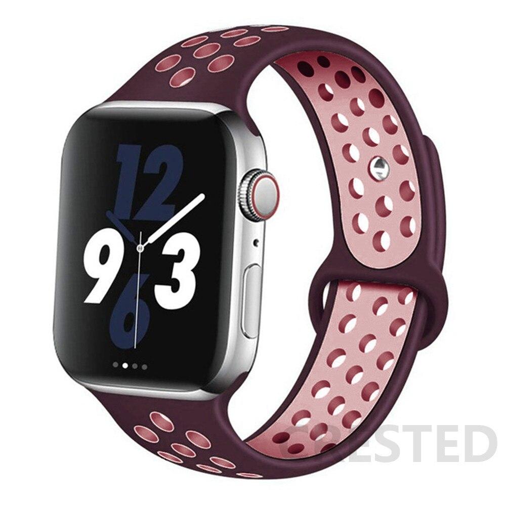 Спортивный силиконовый ремешок для Apple Watch Band 44 мм, 40 мм, 42 мм, 38 мм, 44 мм, дышащий браслет, ремешок для Apple Watch 6 iWatch 5 4 3 se