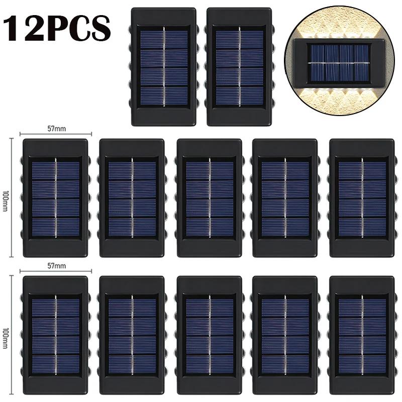 10 светодиодных солнечных настенных светильников, уличный водонепроницаемый солнечный светильник, освещающий вверх и вниз, домашний сад, крыльцо, украшение двора