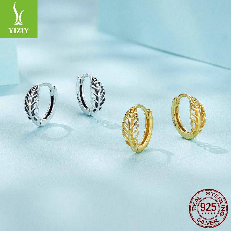 Осенние серьги-гвоздики с полыми листьями для женщин, простые, нишевые, высококачественные, из стерлингового серебра S925