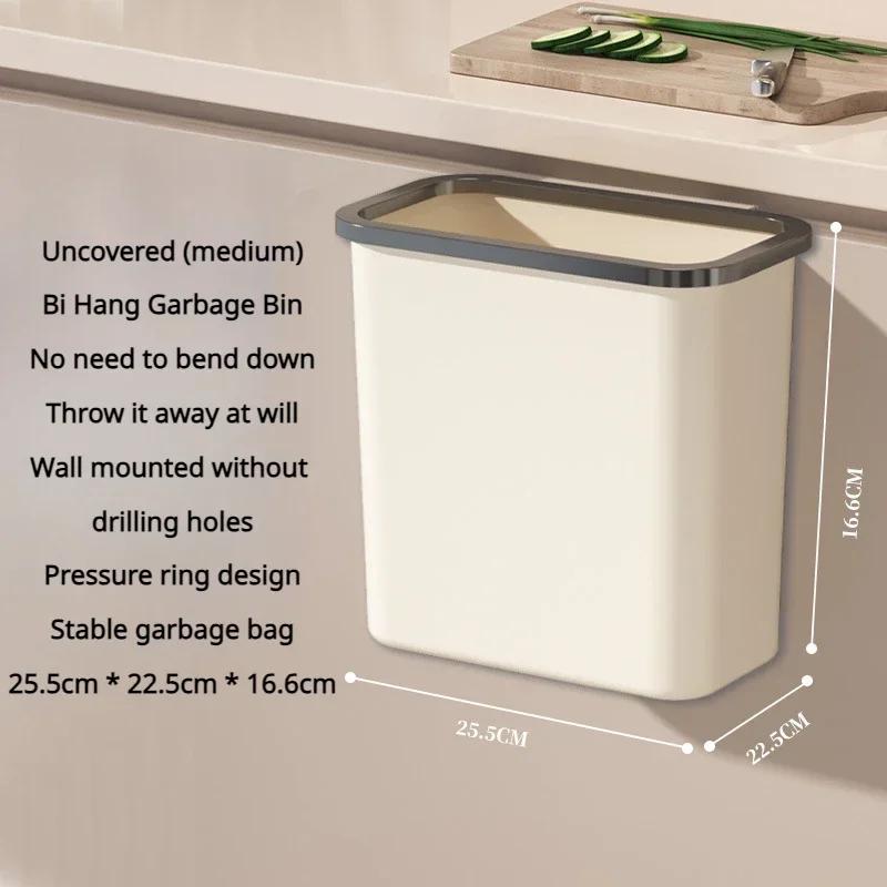 Wall Mounted Trash Can Hanging Household Wastebasket Flip Cover Save Space Garbage Storage Bin Bathroom Garbage Can with Lid