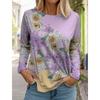 Women's White Long-sleeved Tops Round Neck Casual Tops 3d Printed Flowers Fashion Stickers Printed Women's Long-sleeved T-shirt