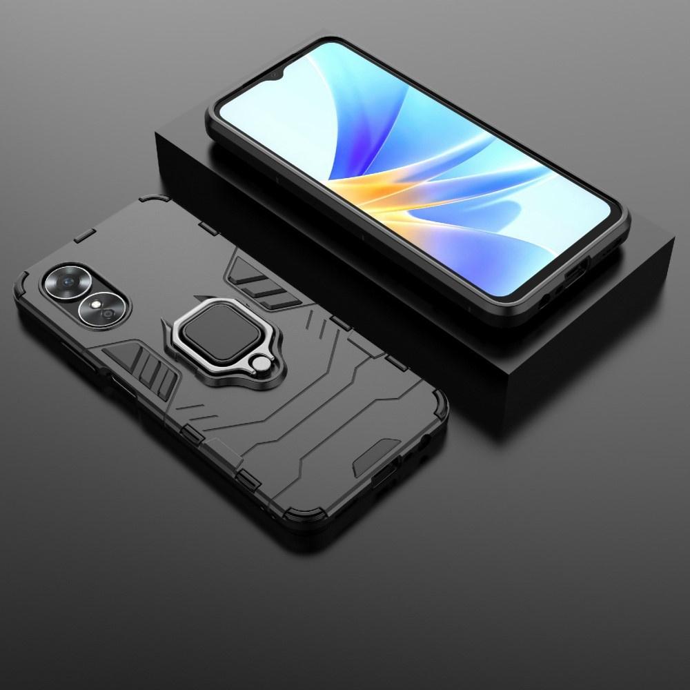 Case for Oppo A17, Kickstand Ring, black