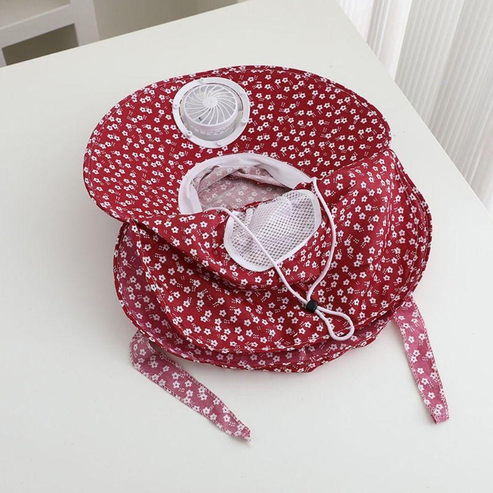 Anti-UV Solar Fan Cap Breathable Cooling Fan Hat Women Sun Hat Fisherman Hat Tea Picking