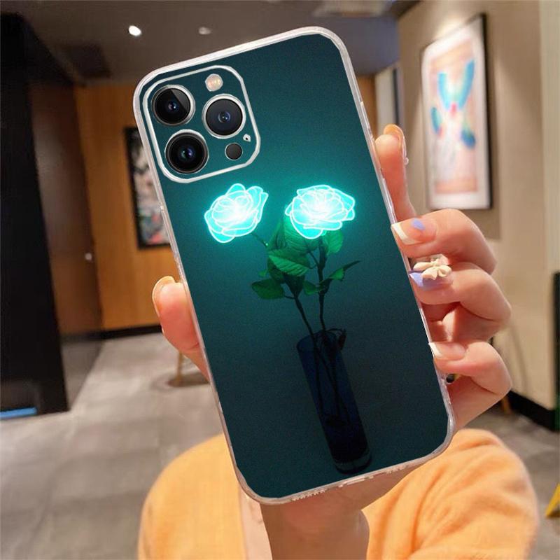 Phone Case For iphone 17 Pro Max Air 16 15 14 13 Pro Max 15 16 Pro 15Plus Rose in the dark