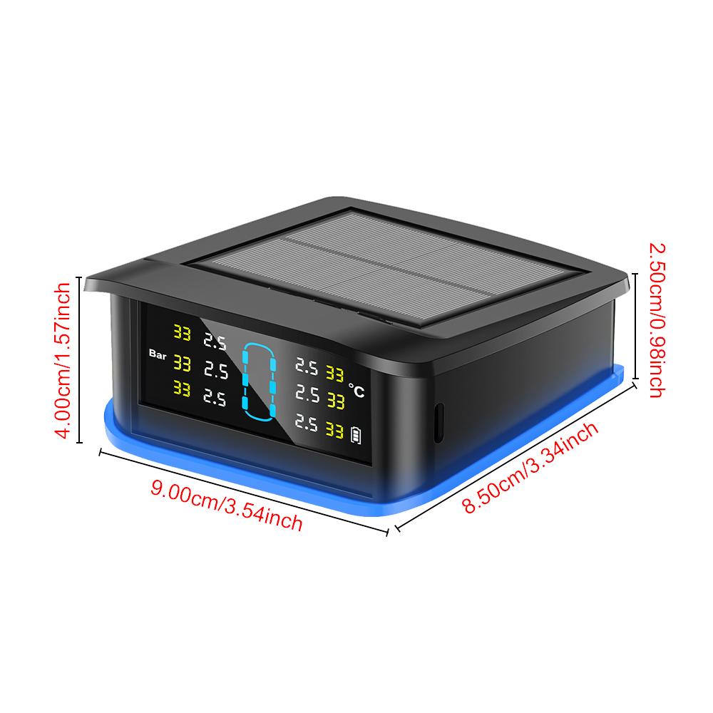 Система мониторинга безопасности сигнализация солнечная TPMS цифровой ЖК-дисплей грузовик RV TPMS со световым индикатором предупреждение сигнализация давления в шинах автомобиля 6 внешних датчиков