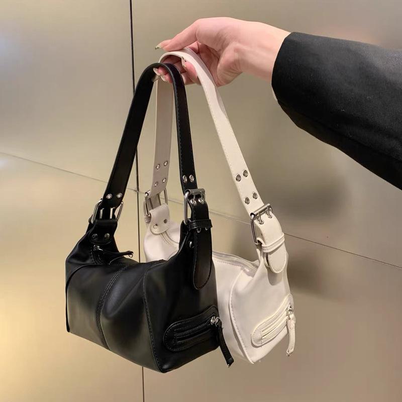 Fashion Women's Shoulder Bags Aesthetic Punk Moto Handbags Minimalist Wallet Purse For Girls Trendy Street Wear Tote Bags