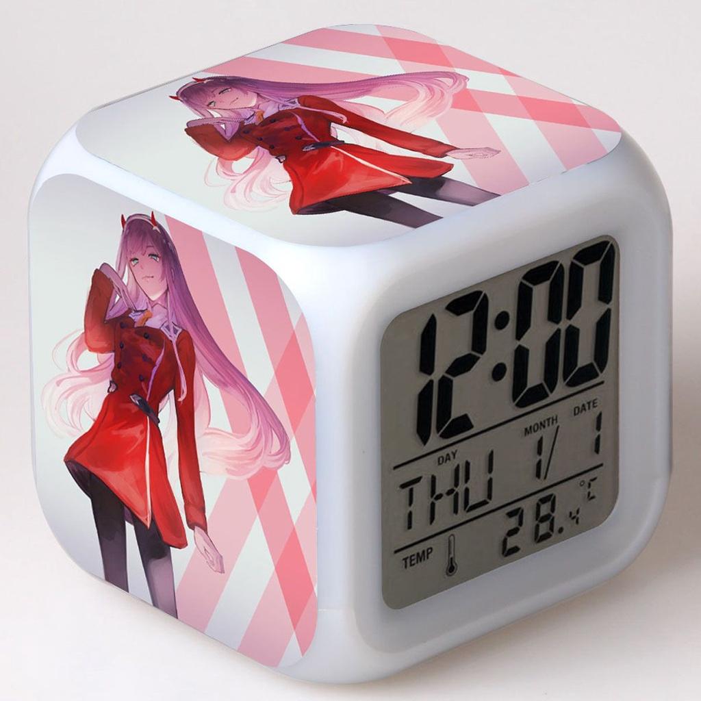 Charming Darling In The Franxx Multi-function 7color Led Alarm Watch Clock Ideal For Gifting