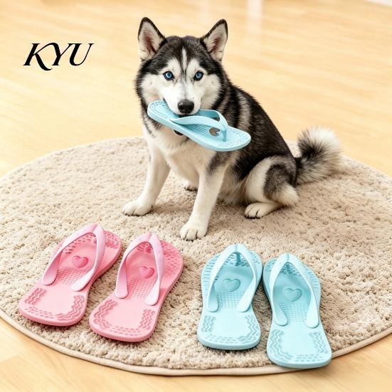 Durable Silicone Pet Toy for Teeth Cleaning 1 Pair Flip-flop Dog Chew Toys, Funny Thong Sandal Puppy Teething Small Medium Dogs Shape Toys Aggressive