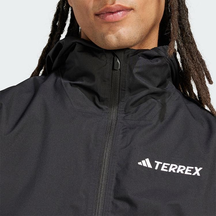 adidas Серия для путешествий и активного отдыха Rain.Rdy Модный тренд Повседневная куртка-парка Три-в-одном Спортивная теплая куртка с флисовой подкладкой Мужская куртка Черный Карбон-черный JY4797