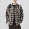 New Spring Japanese Retro Men's Loose Shirt Furry Checked Casual Shirt Jacket