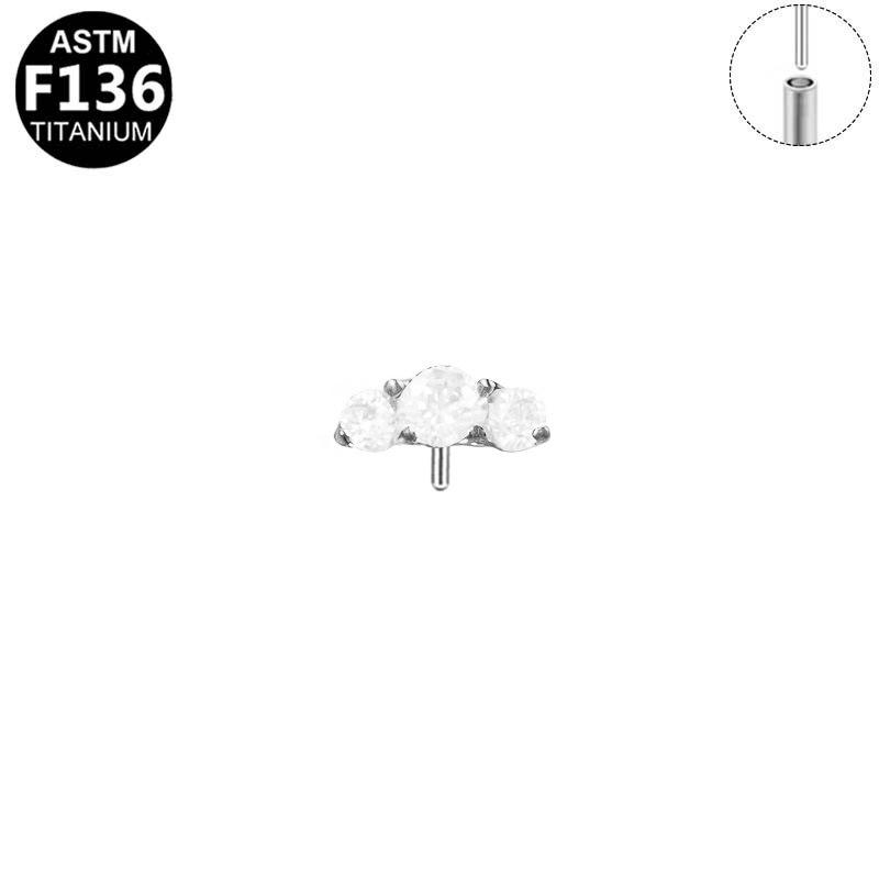 G23 Titanium Alloy Fashionable Medical Grade Piercing Jewelry with Simple Round Zircon Head