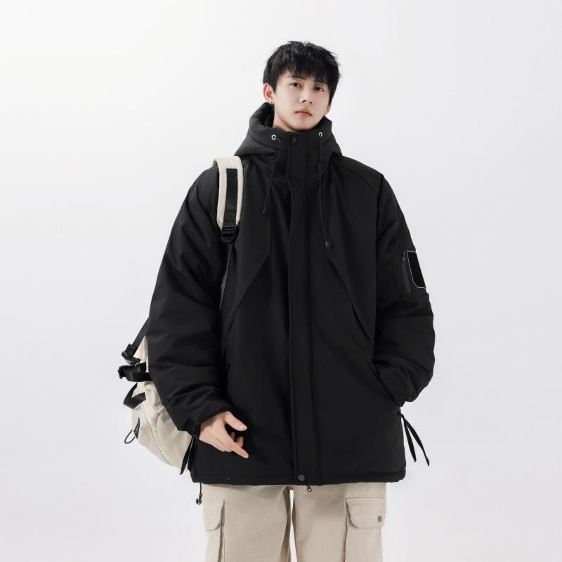 Осенне-зимняя модная утолщенная куртка с капюшоном, молодежная белая утиная пуховая теплая повседневная куртка, трендовая