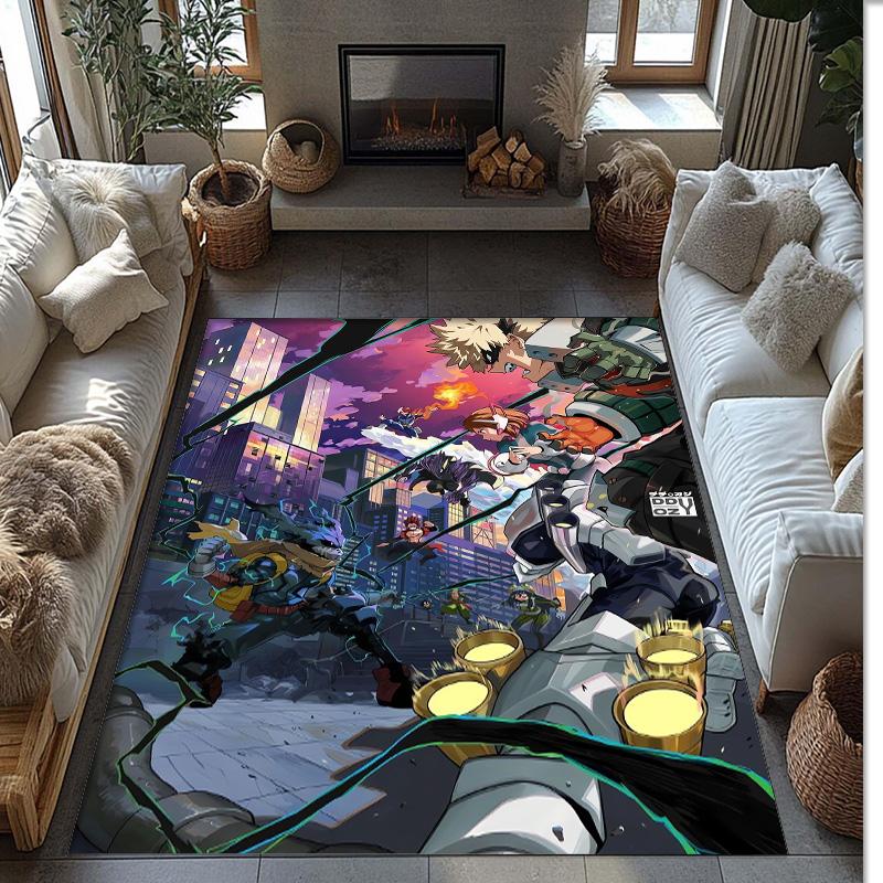 Soft Crystal Velvet Floor Rug,My Hero Academia Anti Slip Decorative Carpet, Plush Area Mat For Indoor Home Decoration