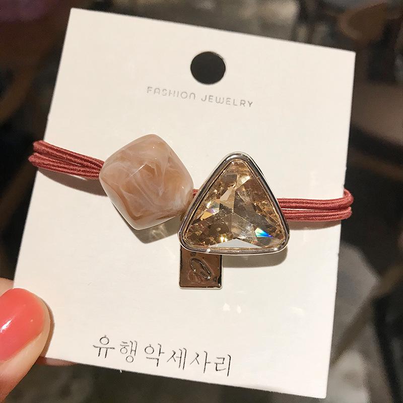 Корейское треугольное хрустальное кольцо для волос: Резинка с мраморным узором и бусинами для хвостиков