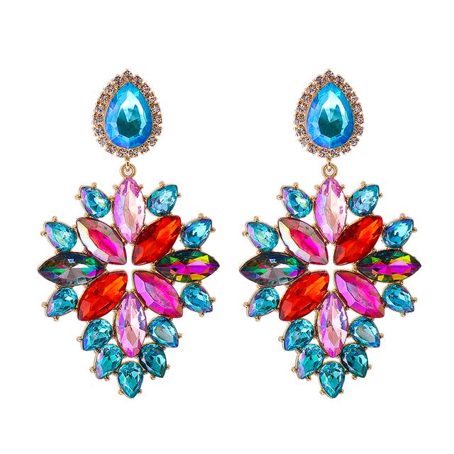 2022 New Products 16 Colors New Rhinestones Jewelry Statement Earrings Big Glass Drop Earrings for Women Fashion Accessories