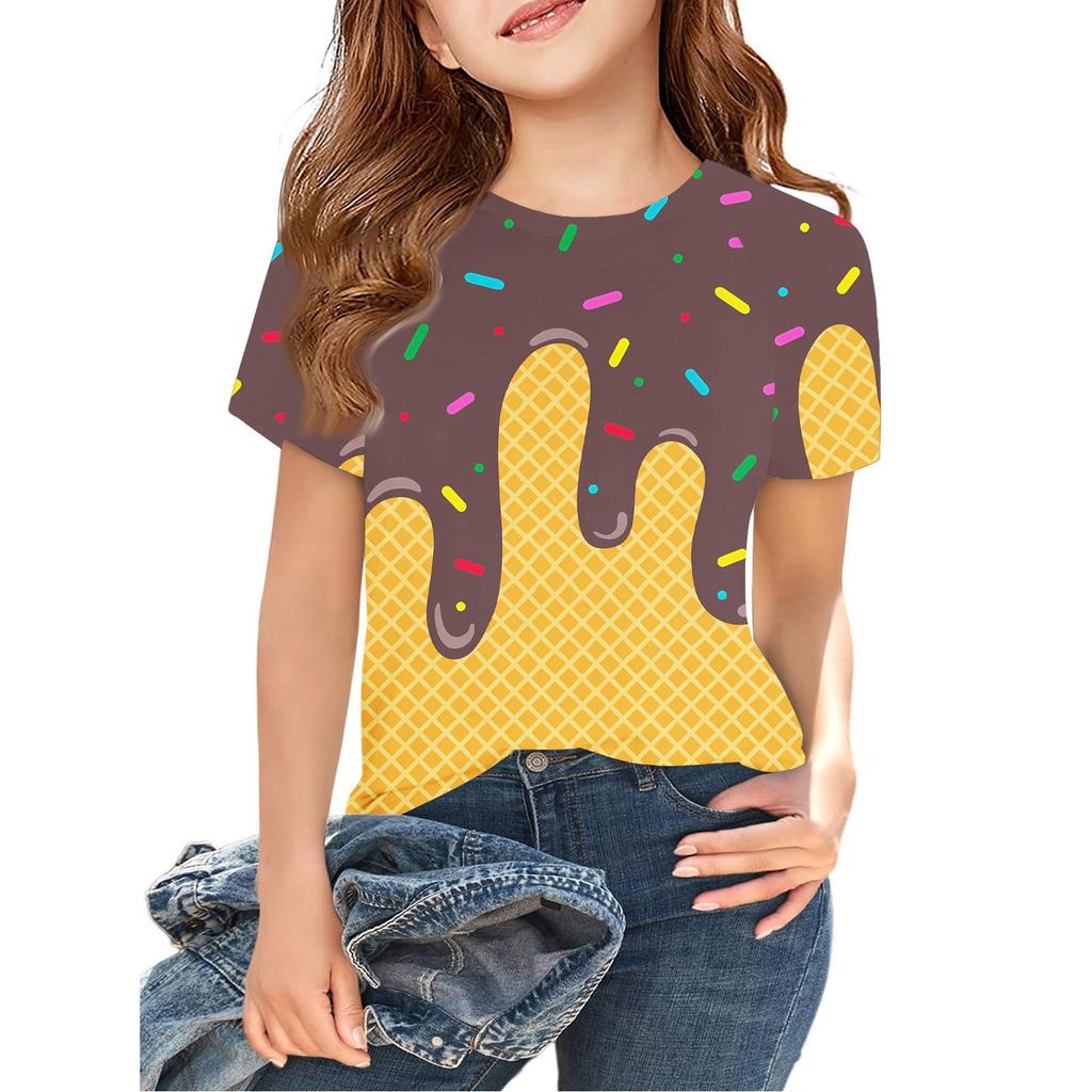 Toddler Girl Boy T-Shirts Kids Top Boys And Girls Printed Short Sleeved T-shirt 2-12Y