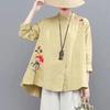 Вышивка свободная с длинными рукавами женская ретро-стиль художественная короткая рубашка с длинными рукавами женская