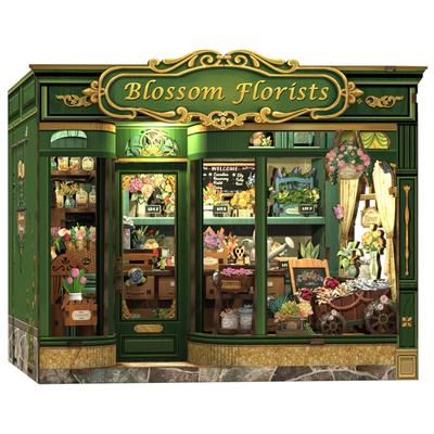 CuteBee DIY Кит для книжной полки Кукольный домик Кит 3D Миниатюрный дом Кит BookNook Деревянное ремесло Подставка для книг Украшение со светодиодной подсветкой для подростков и отличный подарок Цветок Взрослые,