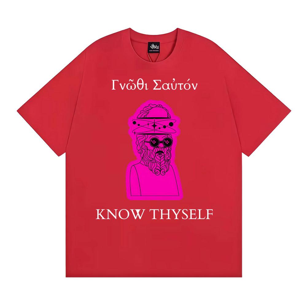 Socrates Know Thyself Philosophy Teacher Stoic Quote TShirt Mens Women Hot Sale Classic TShirt Oversized Short Sleeve T Shirts