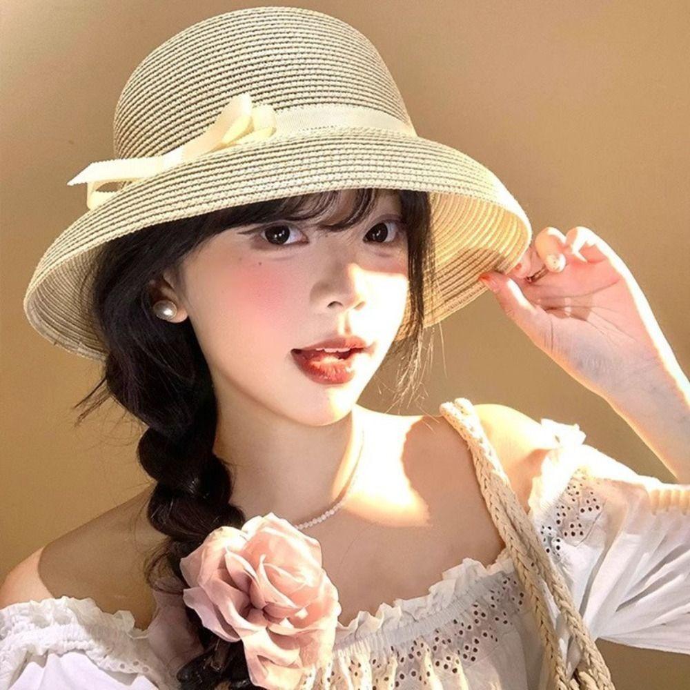 Пляжная плетеная кепка, французская шляпа-ведро, модная кепка с козырьком, для отдыха на природе