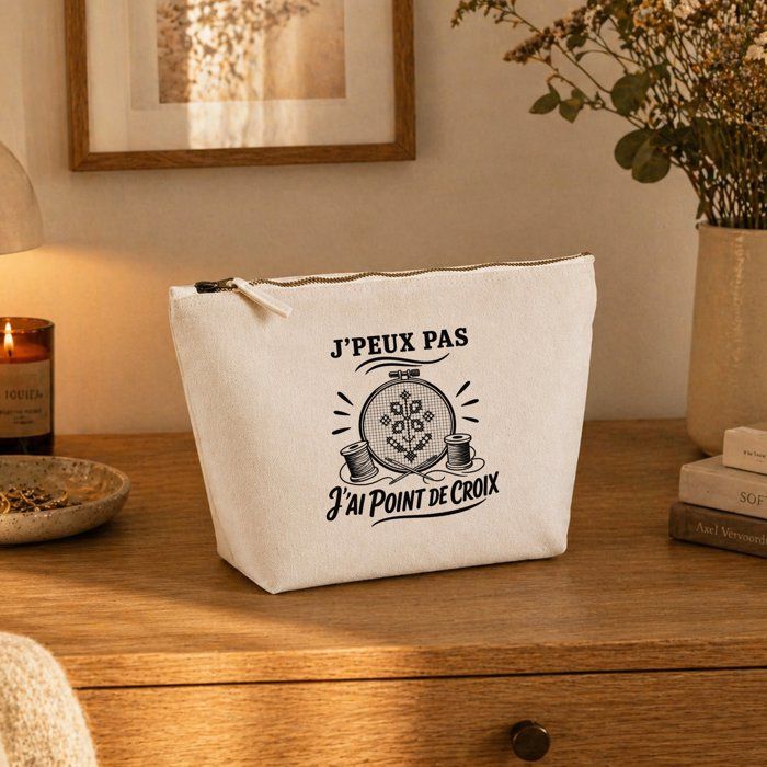 Trousse de Toilette - PLANETEE - J'peux pas minimaliste - Beige - 100% coton - 3 L