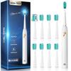Rechargeable Electric Ultrasonic Toothbrush with 5 and 9 Brush Heads for Adults and Kids Toothbrush, 2-Minute Timer, Modes, (White)