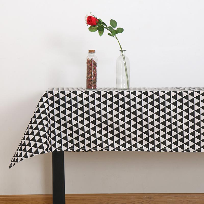 Cotton And Linen Tablecloth Solid Color Printed Plaid Coffee Table Tablecloth Rectangular Dining Table Mat Non-Slip Table Mat Minimalist
