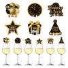 12pcs 2025 Happy New Year Glasses Identifier Champagne Paper Card Topper Christmas Cups Insert Xmas Home Party Decor Supply