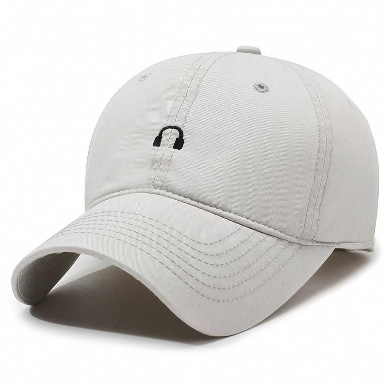 Stylish simple earphones embroidery large brim baseball cap simple tooling small LOGO men's and women's casual spring and summer sun hat