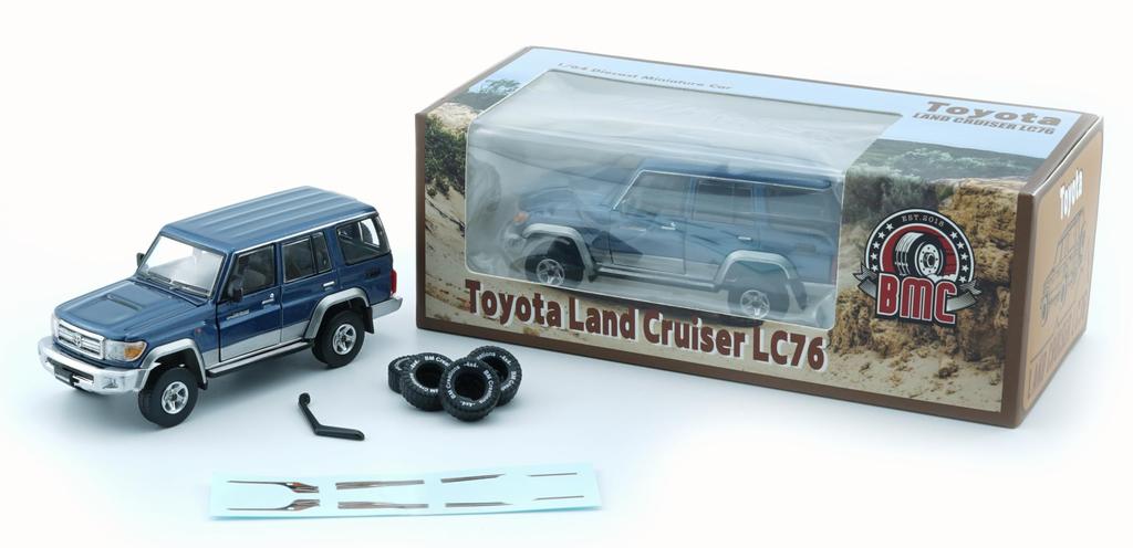 BM CREATIONS Toyota Land Cruiser LC76 Blue Finished Product 1/64 (RHD)