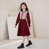 2024 Girls' Parent-Child Knitted Princess Dress - Long-Sleeve Autumn/New Year Outfit for Medium & Large Children