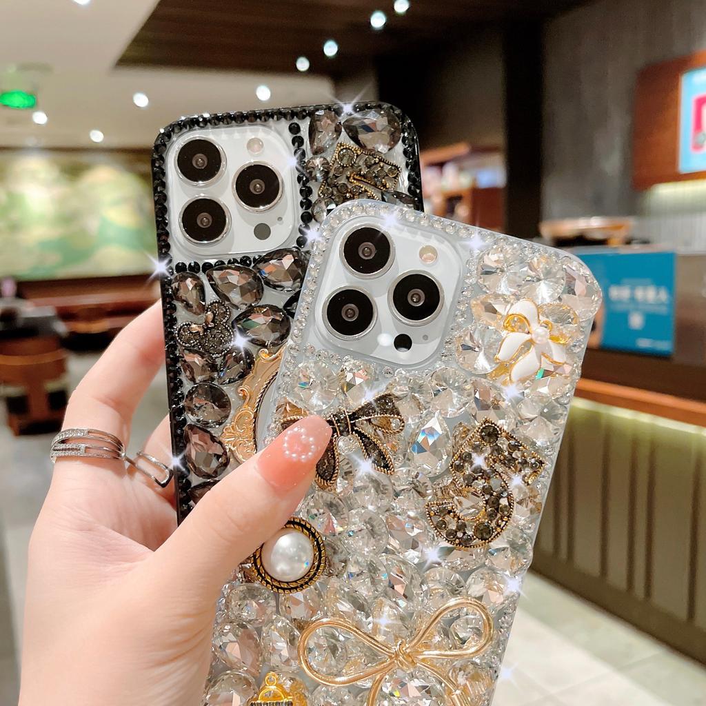 Suitable for IPhone16 Series Flash Diamond Mobile Phone Case, 14, 15, 16, Pure Handmade Mobile Phone Case, Luxury Protective Cover