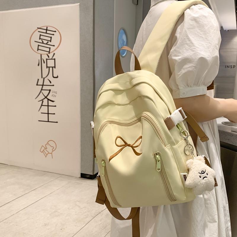 Рюкзак с бантом и принтом, однотонный студенческий школьный женский рюкзак большой емкости