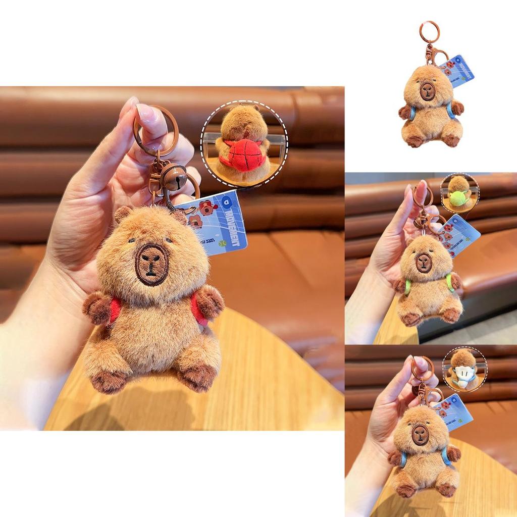 Capybara Plush Backpack Keychain With Sports Theme For Gift